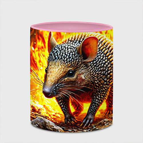 Кружка цветная Броненосец в огне / 3D-Белый + розовый – фото 2