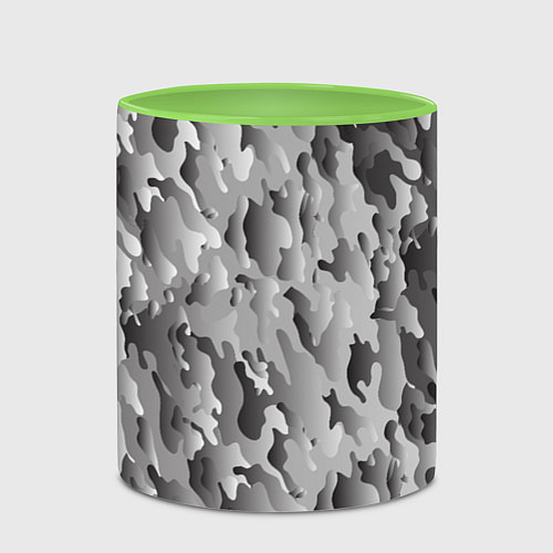 Кружка цветная Монохромный камуфляж / 3D-Белый + светло-зеленый – фото 2