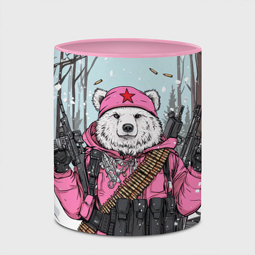 Кружка цветная Русский медведь в розовой куртке / 3D-Белый + розовый – фото 2