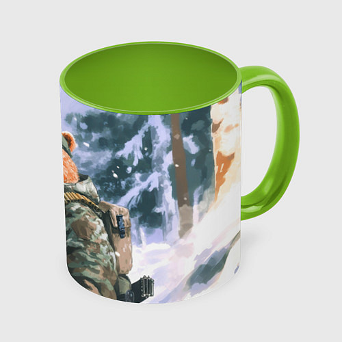 Кружка цветная Русский солдат патриот / 3D-Белый + светло-зеленый – фото 1