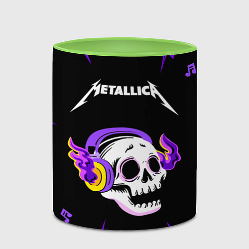 Кружка цветная Metallica неоновый череп / 3D-Белый + светло-зеленый – фото 2