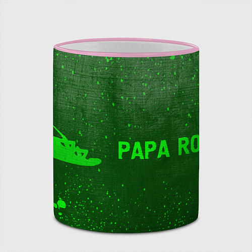 Кружка цветная Papa Roach - green gradient по-горизонтали / 3D-Розовый кант – фото 2