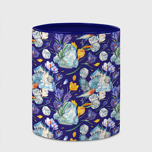 Кружка цветная Крокусы и зяблик во льдах / 3D-Белый + синий – фото 2