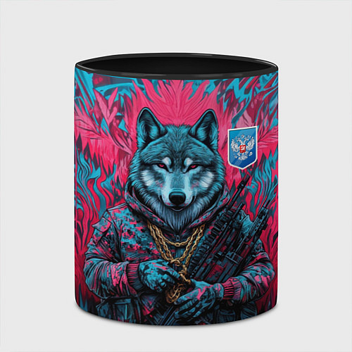 Кружка цветная Волк с гербом РФ / 3D-Белый + черный – фото 2