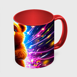 Кружка 3D Медвеженок в ярких лучах, цвет: 3D-белый + красный