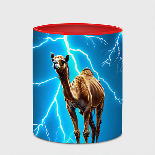 Кружка цветная Верблюд и удар молнии / 3D-Белый + красный – фото 2