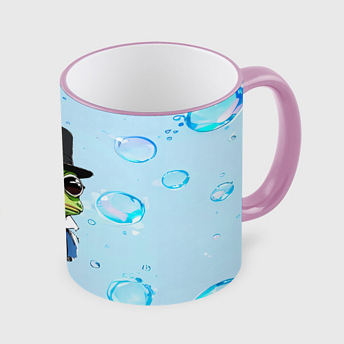 Кружка цветная Pepe в шляпе / 3D-Розовый кант – фото 1