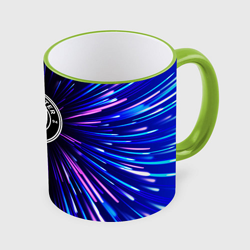 Кружка цветная Manchester City neon energy / 3D-Светло-зеленый кант – фото 1