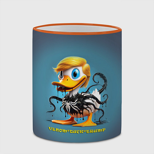 Кружка цветная Веном-утёнок-Трамп коллаба / 3D-Оранжевый кант – фото 2