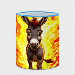 Кружка 3D Ослик в огне, цвет: 3D-небесно-голубой кант — фото 2