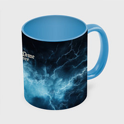 Кружка 3D Kingdom Come Deliverance 2 синие молнии, цвет: 3D-белый + небесно-голубой