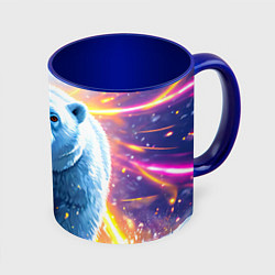 Кружка 3D Белый медведь идет по льдине, цвет: 3D-белый + синий