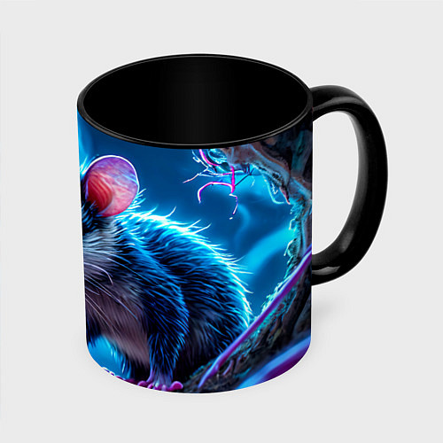 Кружка цветная Опоссум в синей туманности / 3D-Белый + черный – фото 1