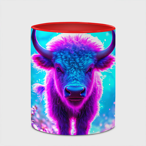 Кружка цветная Белый буйвол / 3D-Белый + красный – фото 2