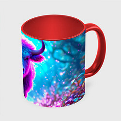 Кружка 3D Белый буйвол, цвет: 3D-белый + красный