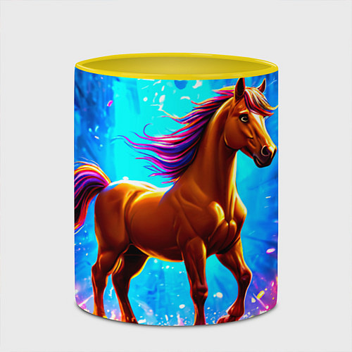 Кружка цветная Лошадь в ярких лучах / 3D-Белый + желтый – фото 2