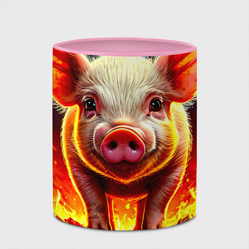 Кружка цветная Свинка в огне / 3D-Белый + розовый – фото 2