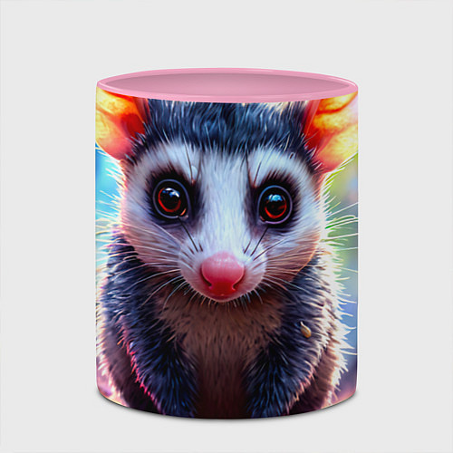 Кружка цветная Опоссум в лесу / 3D-Белый + розовый – фото 2
