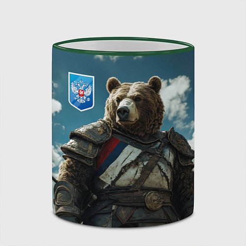 Кружка цветная Бурый русский медведь / 3D-Зеленый кант – фото 2