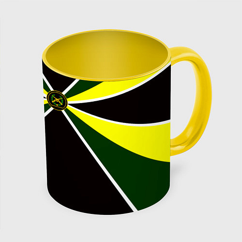 Кружка цветная Мотострелковые войска: шеврон без текста / 3D-Белый + желтый – фото 1