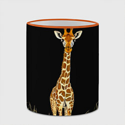 Кружка 3D Жираф на черном, цвет: 3D-оранжевый кант — фото 2