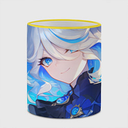 Кружка 3D Genshin Impact Furina лёгкая улыбка на фоне неба, цвет: 3D-желтый кант — фото 2