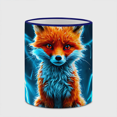 Кружка цветная Лиса и молния / 3D-Синий кант – фото 2