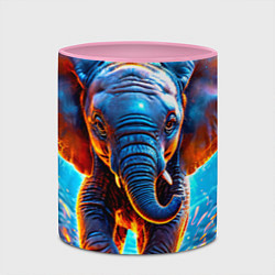 Кружка 3D Слон и искры под ногами, цвет: 3D-белый + розовый — фото 2