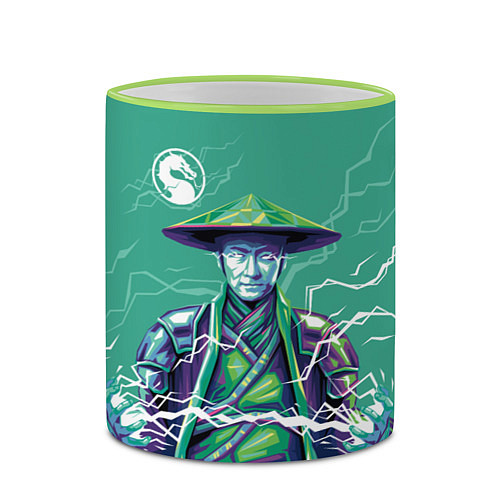 Кружка цветная Lord Raiden - Mortal Kombat / 3D-Светло-зеленый кант – фото 2