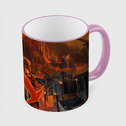Кружка 3D Doom slayer and tower Doom, цвет: 3D-розовый кант