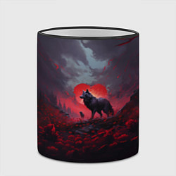 Кружка 3D Волчица на фоне сердца, цвет: 3D-черный кант — фото 2