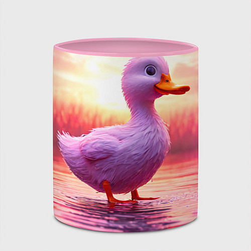 Кружка цветная Уточка на розовом озере / 3D-Белый + розовый – фото 2