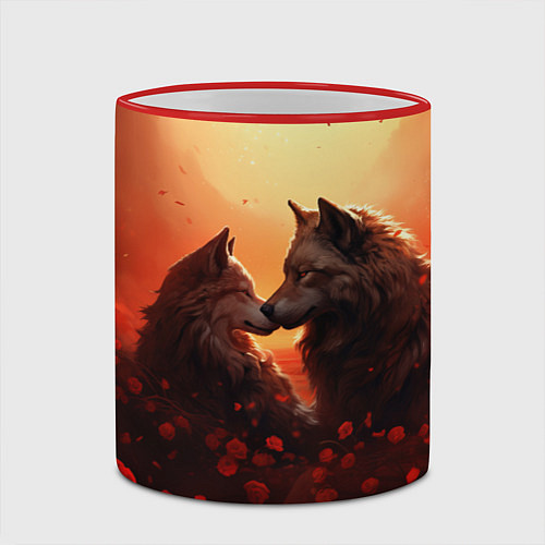 Кружка цветная Волчья страсть / 3D-Красный кант – фото 2