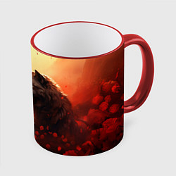 Кружка 3D Волчья страсть, цвет: 3D-красный кант