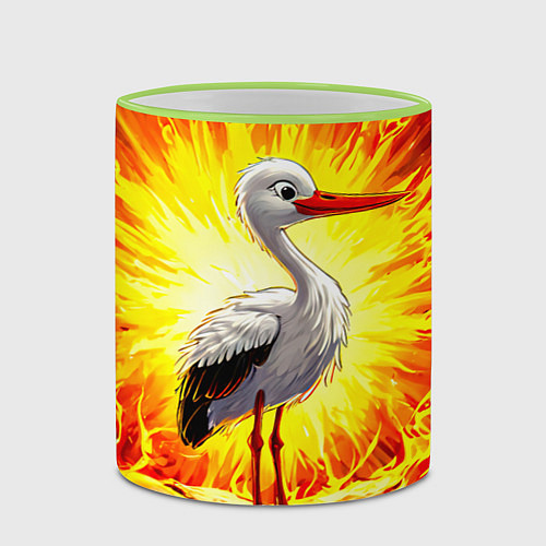 Кружка цветная Аист в огне / 3D-Светло-зеленый кант – фото 2