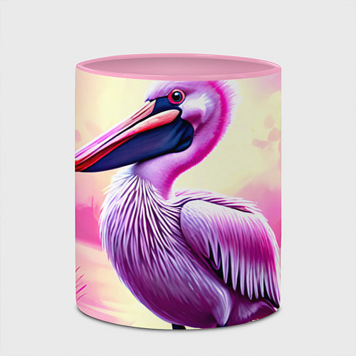 Кружка цветная Пеликан на розовом пруду / 3D-Белый + розовый – фото 2