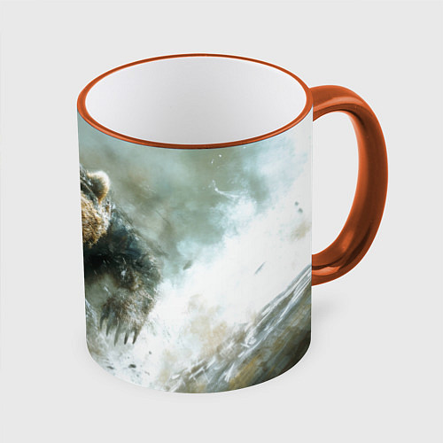 Кружка цветная Медвежья доблесть / 3D-Оранжевый кант – фото 1