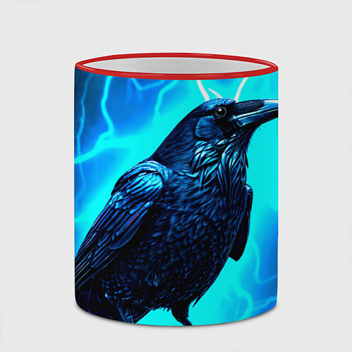 Кружка цветная Ворон и молния / 3D-Красный кант – фото 2