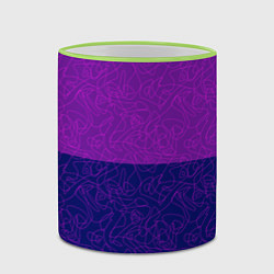 Кружка 3D Фиолетовый синий узор с абстрактными линиями, цвет: 3D-светло-зеленый кант — фото 2