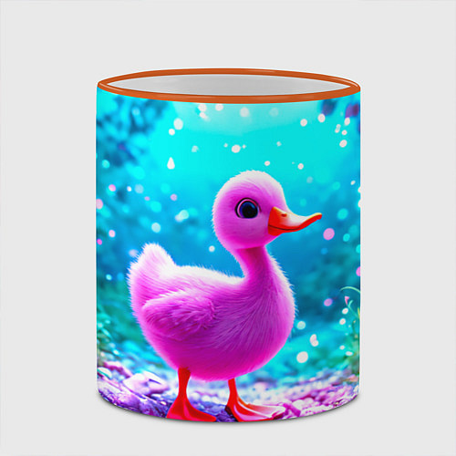 Кружка цветная Утеночек / 3D-Оранжевый кант – фото 2
