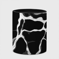 Кружка 3D Белые абстрактные полосы на чёрном фоне, цвет: 3D-белый + черный — фото 2