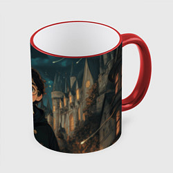 Кружка 3D Гарри Поттер и замки, цвет: 3D-красный кант