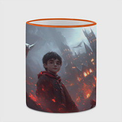 Кружка 3D Гарри Поттер горящий замок, цвет: 3D-оранжевый кант — фото 2