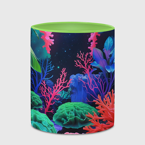 Кружка цветная Подводный мир с кораллами / 3D-Белый + светло-зеленый – фото 2