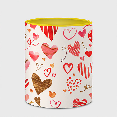 Кружка цветная Любовный паттерн / 3D-Белый + желтый – фото 2
