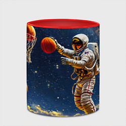 Кружка 3D Астронавт играет в баскетбол, цвет: 3D-белый + красный — фото 2