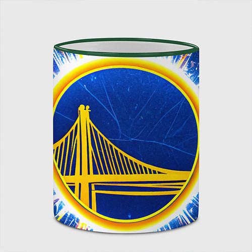 Кружка цветная Голден Стэйт Уорриорз логотип / 3D-Зеленый кант – фото 2