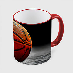 Кружка 3D Баскетбольный мяч на черном, цвет: 3D-красный кант