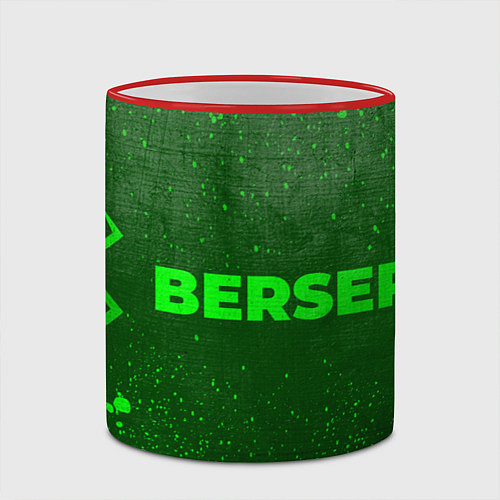 Кружка цветная Berserk - green gradient по-горизонтали / 3D-Красный кант – фото 2