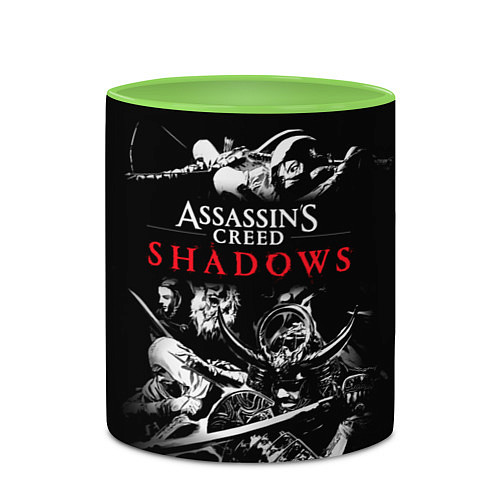 Кружка цветная Assassins Creed Shadows - samurai / 3D-Белый + светло-зеленый – фото 2